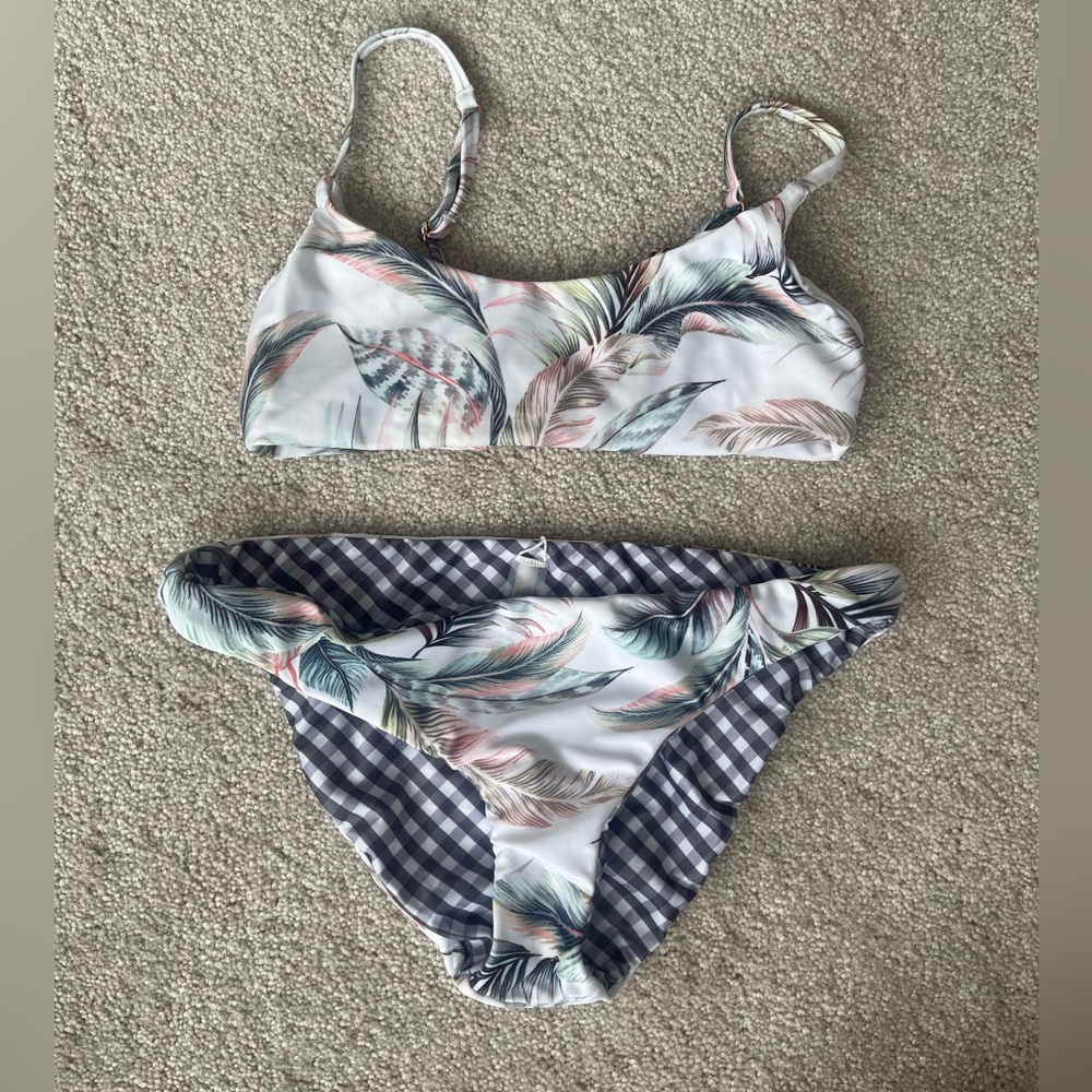 Raisins Tropical Print Bikini with Gingham Accents